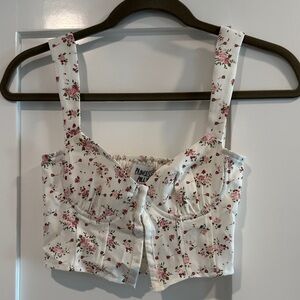 Princess Polly Floral Crop Top - White and Pink